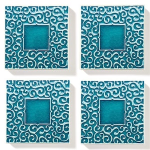 4 tiles FURIOSO, turquoise No.1