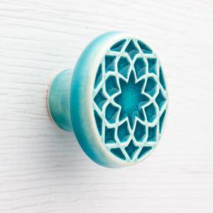 Ceramic knob for furniture No.1, turquoise