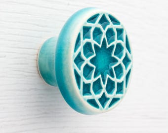Keramikknopf für Möbel No.1, türkis