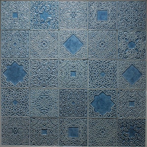 25 tiles with ornaments , blue gray