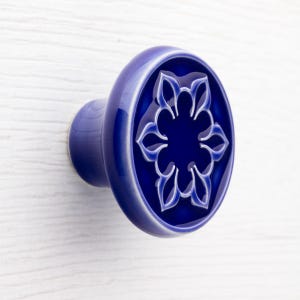 Möbelknopf, Muster No.2, Marineblau , Keramikgriffe, Dekoknopf.