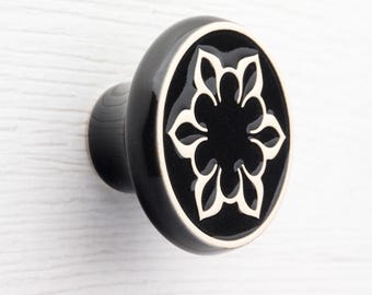 Keramikknopf für Möbel, Nr.2, schwarz