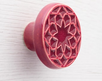 Ceramic knob for furniture No.1, cherry.
