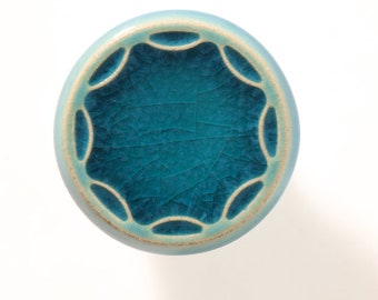 Ceramic knob for furniture No.5, turquoise