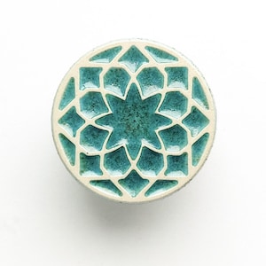 Möbelknopf, Muster No.1, mint, Keramikgriffe, Dekoknopf.