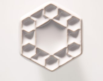 Ceramic knob for furniture No.6, white