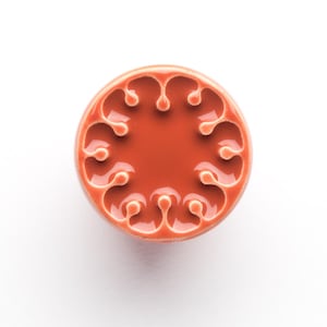 Ceramic small knob for furniture No.9, orange brown.