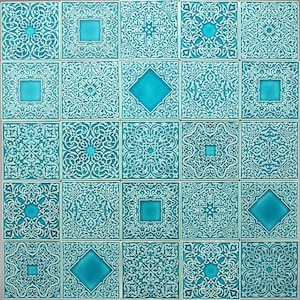 25 tiles with ornaments, turquoise No.1