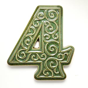 ceramic house number4 , dark green