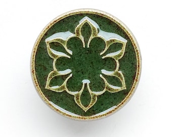 ceramic knob for furniture No.2, dark green with brown speckles effect.