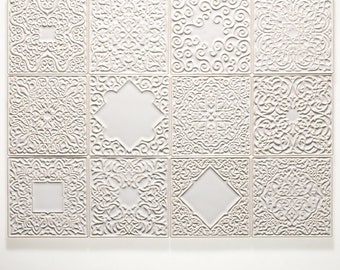 tiles 12 ornaments, white