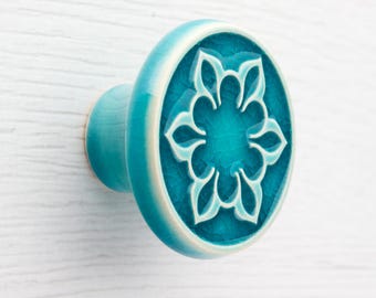 Keramische knop voor meubels, nr. 2, turkoois