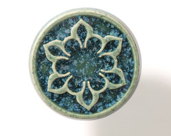 Ceramic knobs for furniture, No.2, green-blue