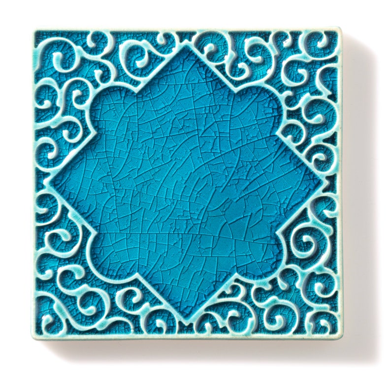 Tiles With Ornaments Turquoise No. 2 Arabesque Tiles Etsy