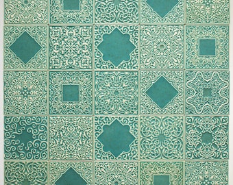 25 arabesque tiles , mint