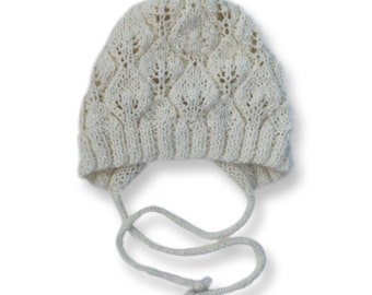 Knitted Baby Bonnet Cap // Baby Bonnet Hat