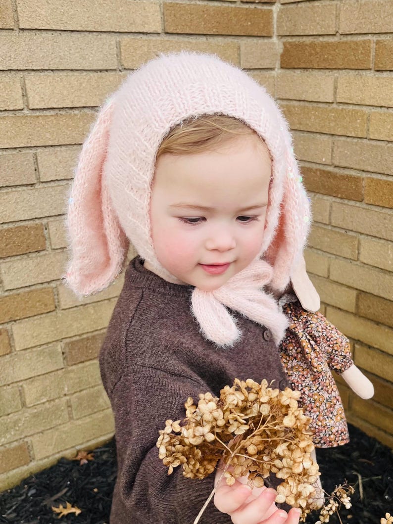 Pink Sparkly Bunny Ears Hat, Baby Toddler Kids Rabbit Bonnet, Newborn ...