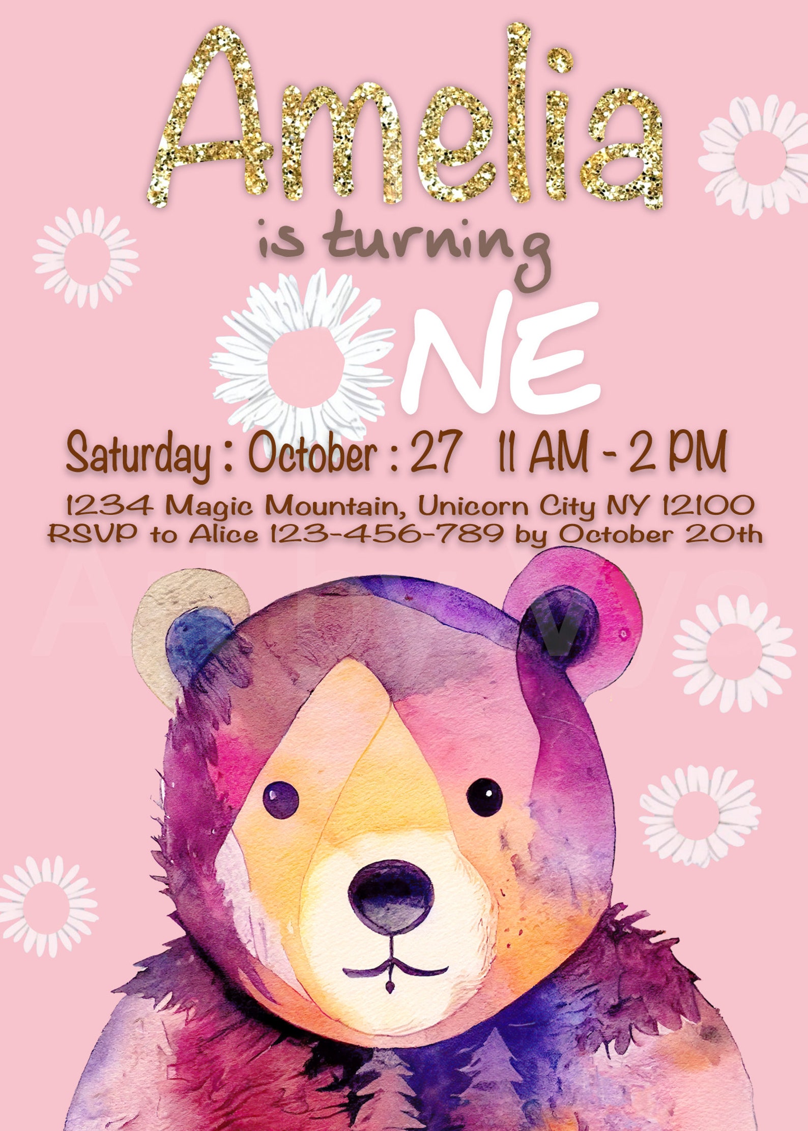 Printable Bear First Birthday Invitation Beary First Birthday - Etsy