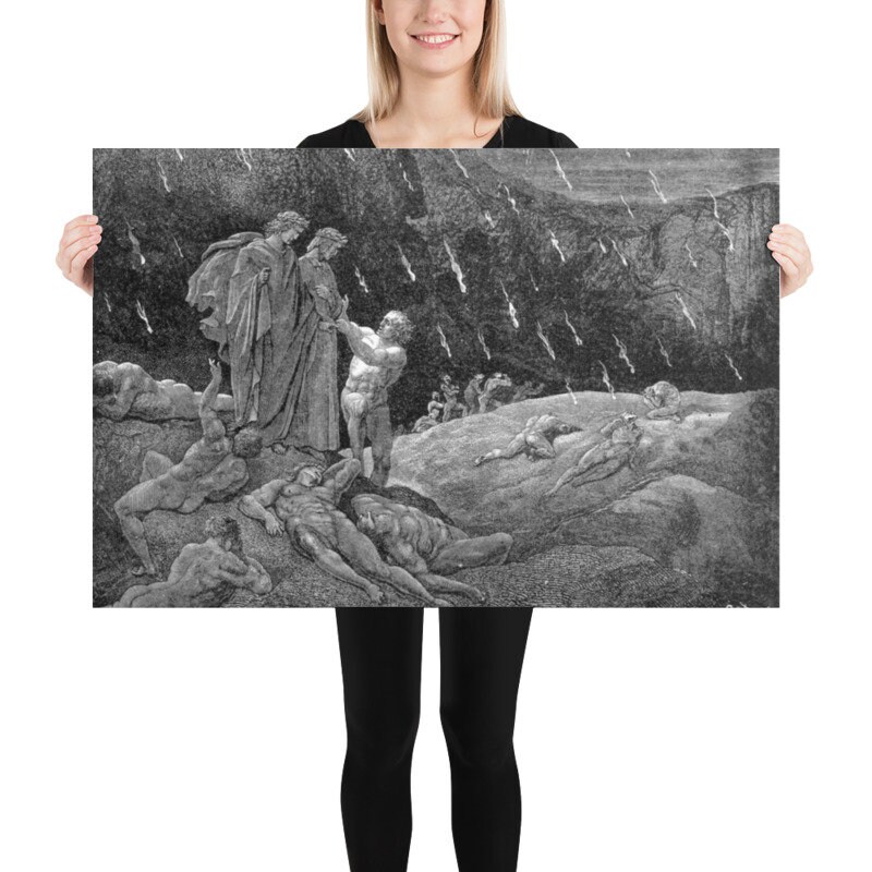 Poster Gustave Dore Engrenando Ilustração Dante Inferno