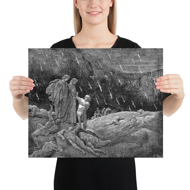 Poster Gustave Dore Engrenando Ilustração Dante Inferno