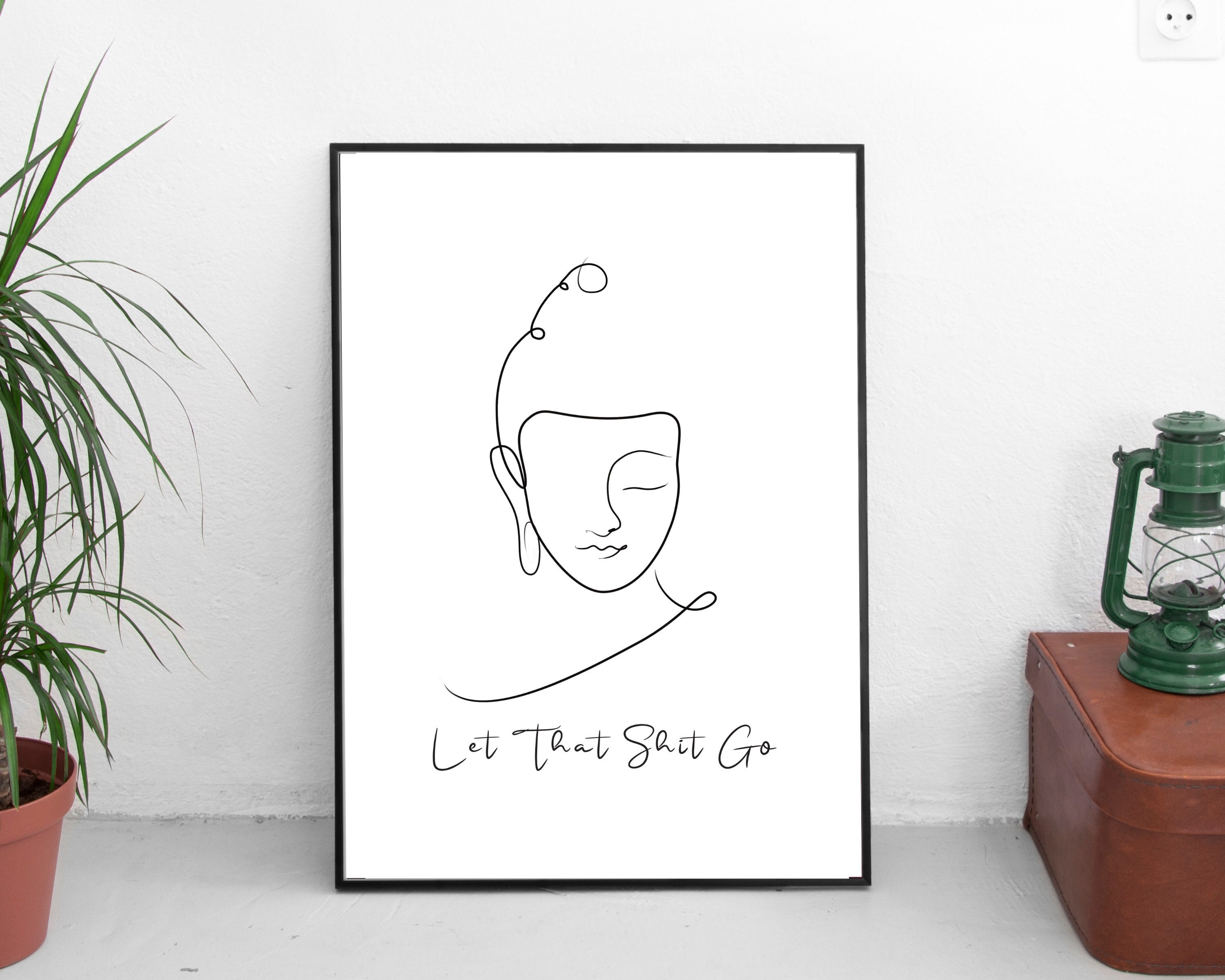 PRINTABLE Let That Shit Go Print for Bathroom, Minimal Buddha Line Art ...