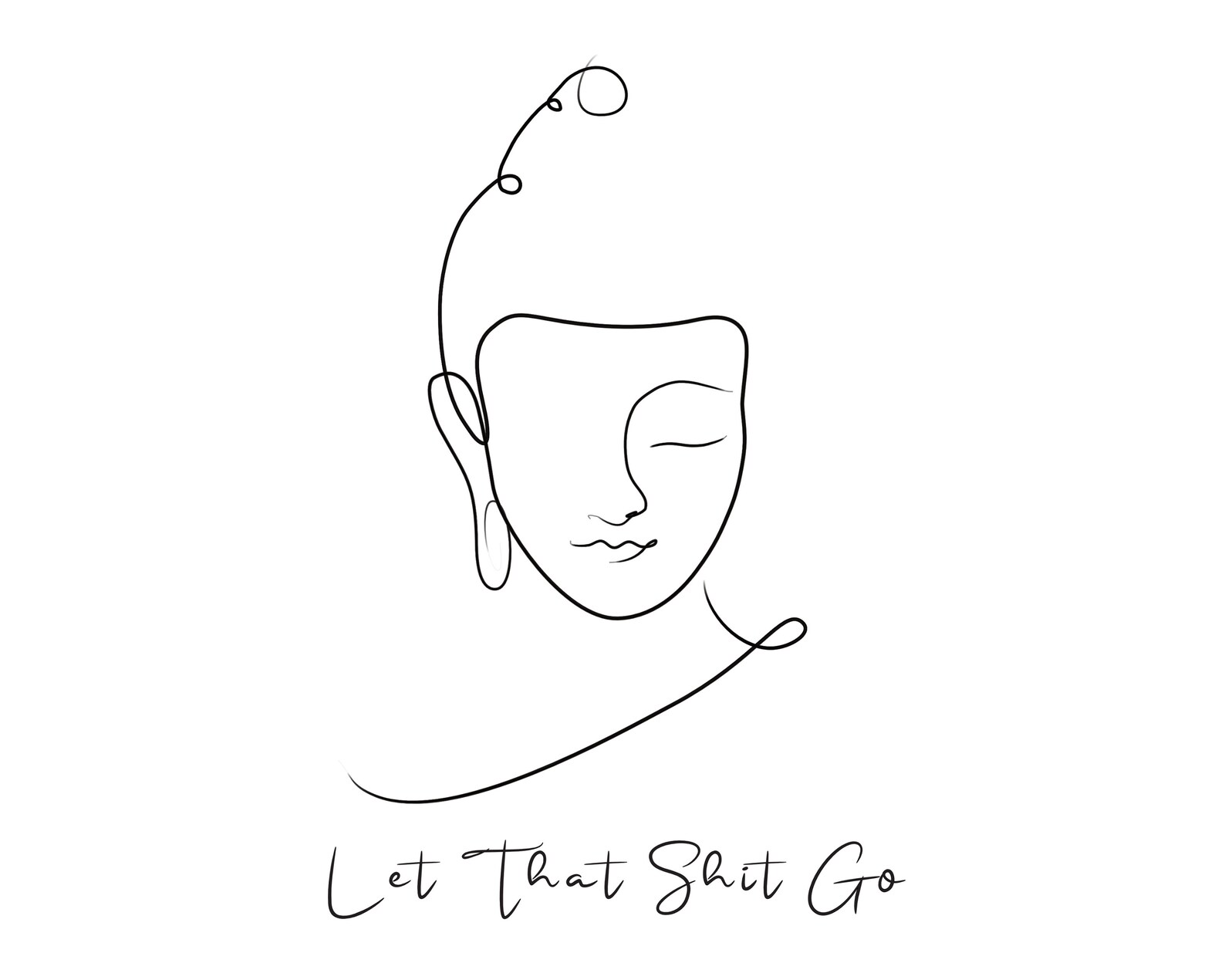 PRINTABLE Let That Shit Go Print for Bathroom, Minimal Buddha Line Art ...