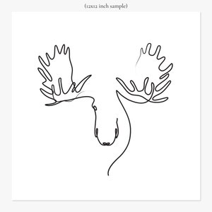 PRINTABLE Moose Line Art Black & White Minimalistic Print, Home Decor Prints, Wall Art Prints, Canadian Animal Line Drawing 8x10 12x12 16x20 image 4