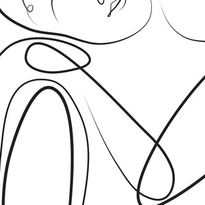 May include: Abstract line art drawing in black and white. The lines are curved and create a sense of movement and flow.