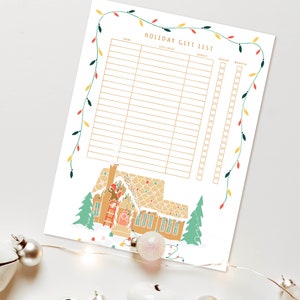 PRINTABLE Christmas Gift List, Holiday Gift Tracker, Xmas Checklist, Printable Gift Planner, Shopping List Tracker for Gifts, Holiday List