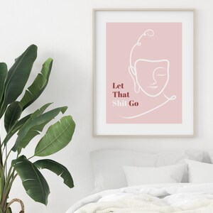 PRINTABLE Pink Buddha Let That Shit Go Minimalistic Print Fun - Etsy