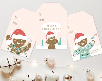DRUCKBARE Weihnachtsgeschenkanhänger, Lebkuchendruck, Weihnachtsgeschenketikett, Weihnachtsgeschenkanhänger für Weihnachten, Weihnachtsanhänger, Lebkuchenmannanhänger