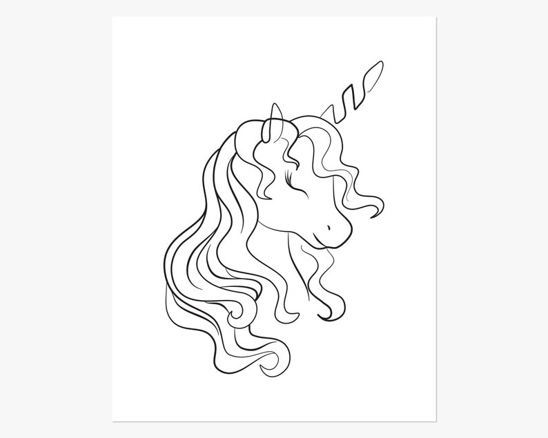 PRINTABLE Unicorn Black and White Minimalistic Print Home - Etsy