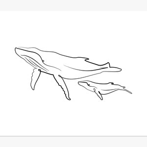 PRINTABLE Minimalistic Humpback Whale Art, Whale Print, Nautical Wall ...