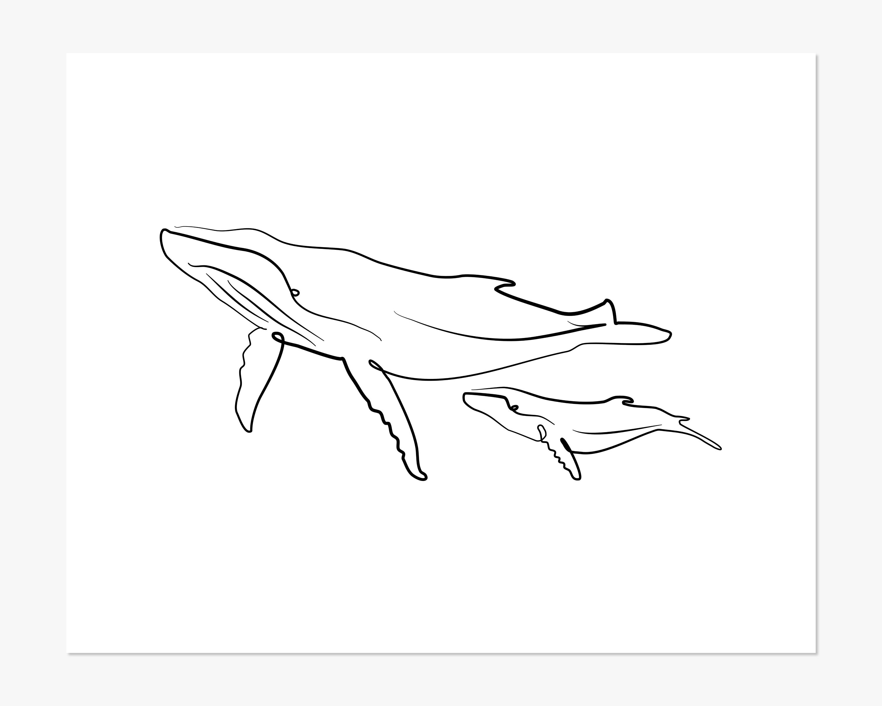 PRINTABLE Minimalistic Humpback Whale Art, Whale Print, Nautical Wall ...