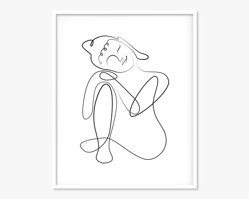 May include: Line drawing of a person sitting with their head tilted back and eyes closed, as if they are relaxing or meditating.