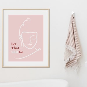 PRINTABLE Pink Buddha Let That Shit Go Minimalistic Print Fun - Etsy