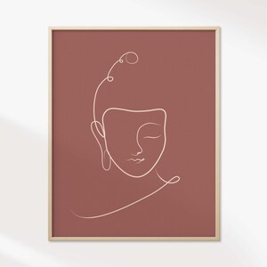PRINTABLE Buddha Wall Art, Peaceful Wall Art, Calming Wall Art for Bedroom, Yoga Decor, Earthy Red Decor, Meditation Gifts, Spiritual Prints