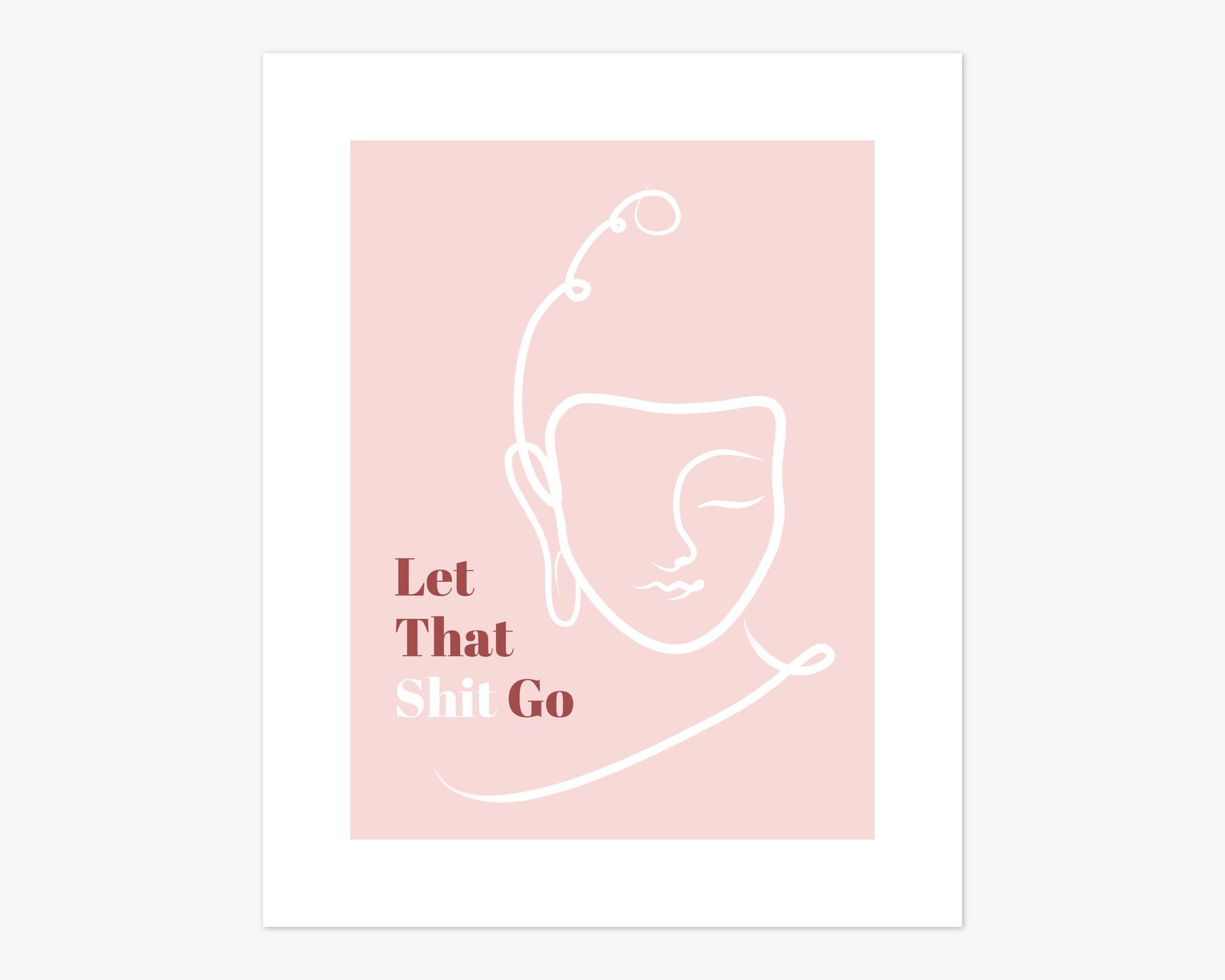 PRINTABLE Pink Buddha Let That Shit Go Minimalistic Print Fun - Etsy