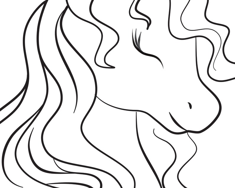 PRINTABLE Unicorn Black and White Minimalistic Print Home - Etsy