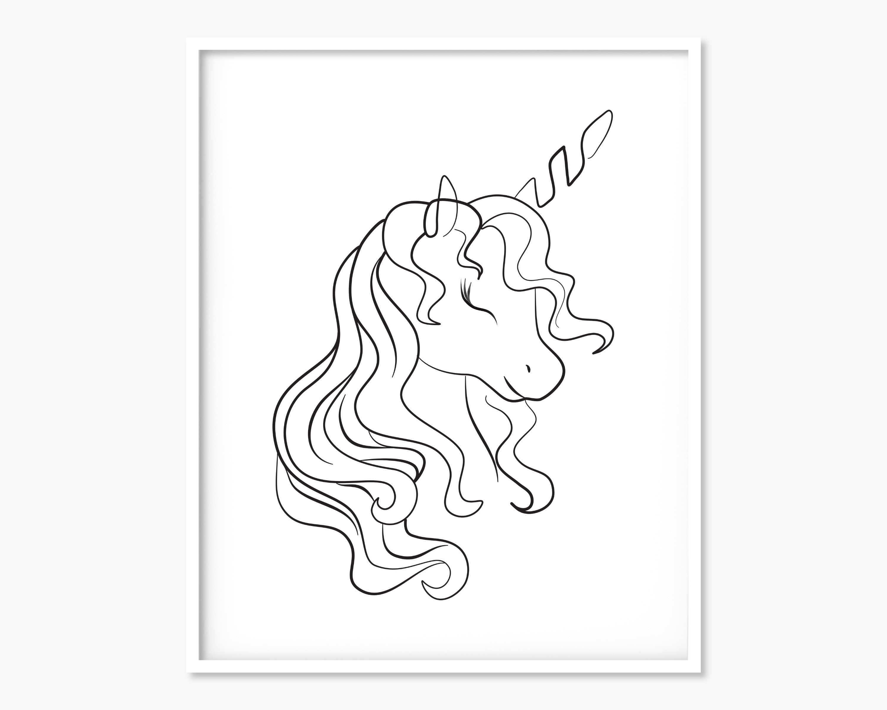 printable unicorn black and white minimalistic print home etsy