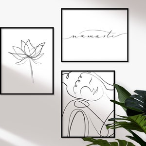 PRINTABLE Set van 3, Spirituele Wall Art, Buddha Line Art, Kalmerende Wall Art voor slaapkamer, Yoga Decor, Zen, Meditatie Geschenken, Spirituele Prints