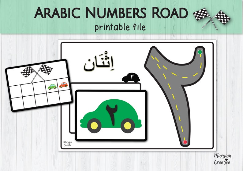 arabic numbers road mat pdf printable hands on activity etsy