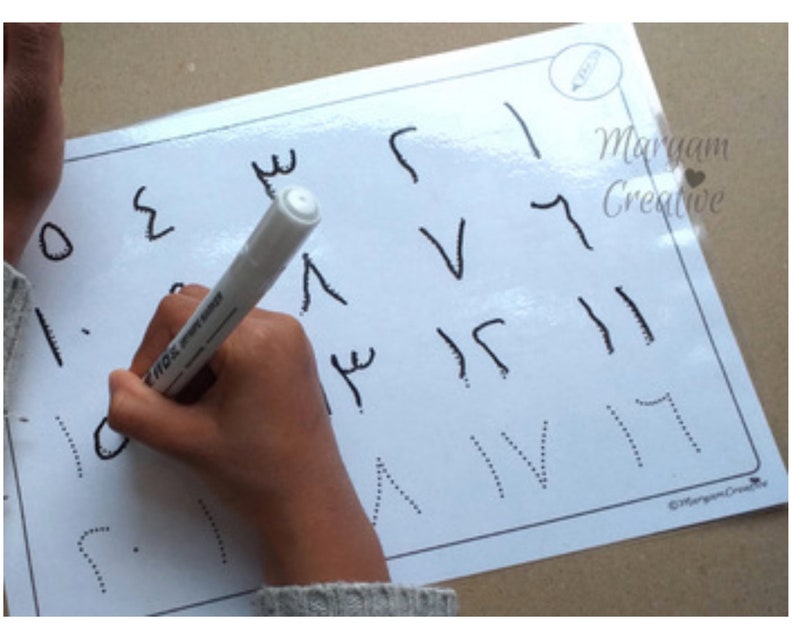 arabic numbers tracing mat printable arabic numbers arabic etsy