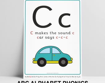 ABC Alphabet phonics posterA4, English letters, homeschool, preschool, EYFS, kindergarten, classroom, Islam for kids - Instant Download