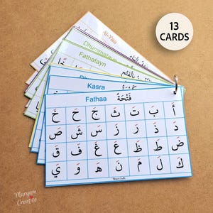 13 tarjetas de lectura árabes, Tajweed, Tajweed para niños, Corán, educación en el hogar, aula, escuela, preescolar, عربى - Descarga instantánea