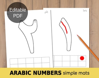 Arabic Numbers Simple Mats 1-10 EDITABLE, Craft Activities, الأرقام العربية  - Instant Download