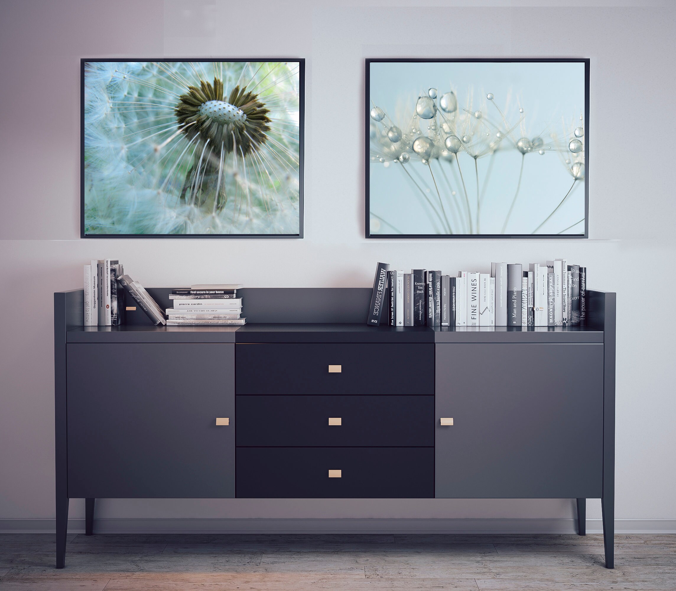 White Dandelion Wall Art Dandelion Print Set of 2 prints Etsy