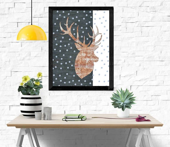 Deer Print Deer Head Decor Deer Decor Deer Head Wall Decor Etsy