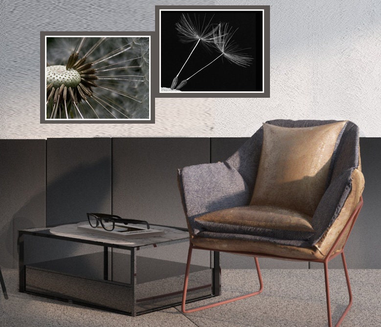 White Dandelion Wall Art Dandelion Print Set of 2 prints Etsy