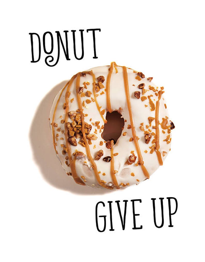 donut give up funny print donut wall art funny donut quote etsy